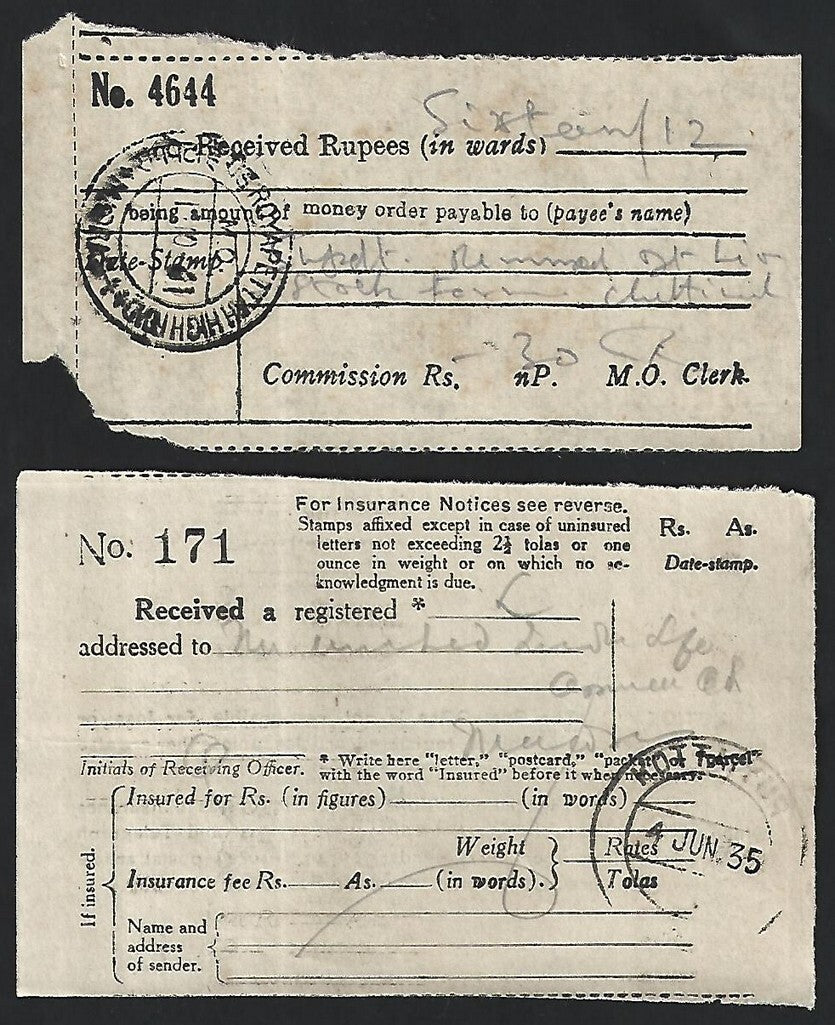 India & States 1883-1940 postal receipts (11)