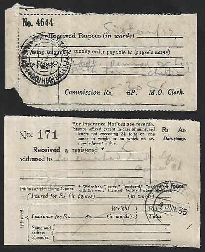 India & States 1883-1940 postal receipts (11)