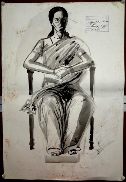 India PEOPLE OF INDIA #4 (+ on back) by Rajwant Kaur Sandhu 15” x 22” zaz