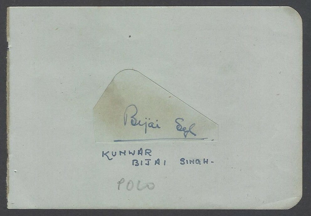 AOP India POLO Kunwar Bijai Singh signed piece on autograph book page