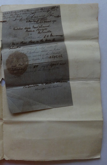 India QV High Court 1869 4a & 4R lilacs & on 1870 document