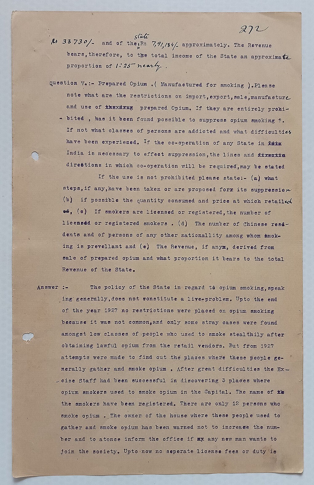 AOP India Official correspondence - OPIUM & OTHER DANGEROUS DRUG 1929-30