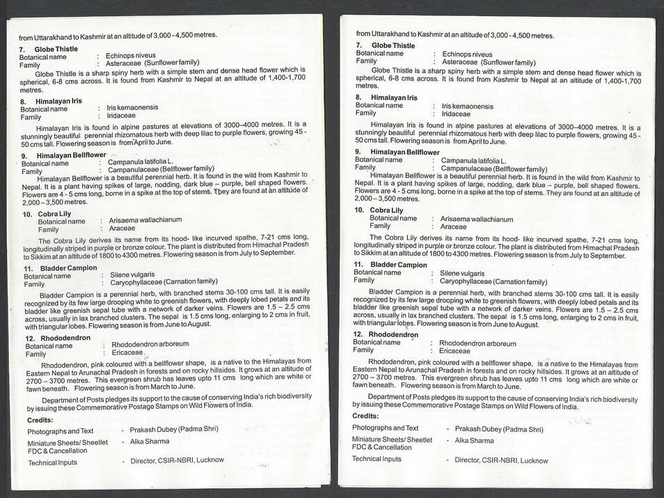 India 2013 Wild Flowers miniature sheets on brochures (3)