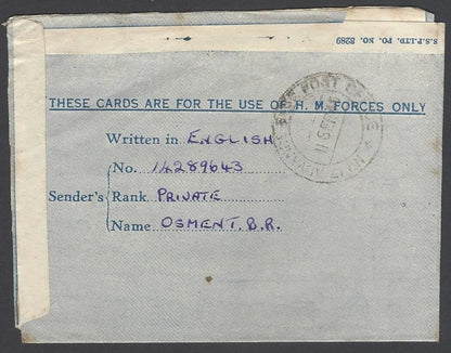 AOP India WW2 IAFF H.M. FORCES air letter with GG/2 censor to UK 1945