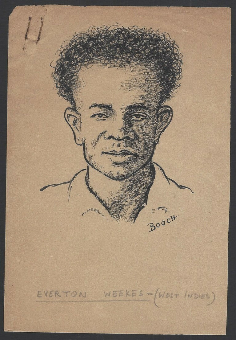 Cricket West Indies Everton Weekes 1949 sketch by cartoonist R Booch India