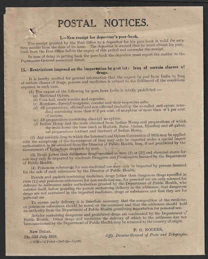 India 1929 DG'S POSTAL CIRCULAR Multiple topics
