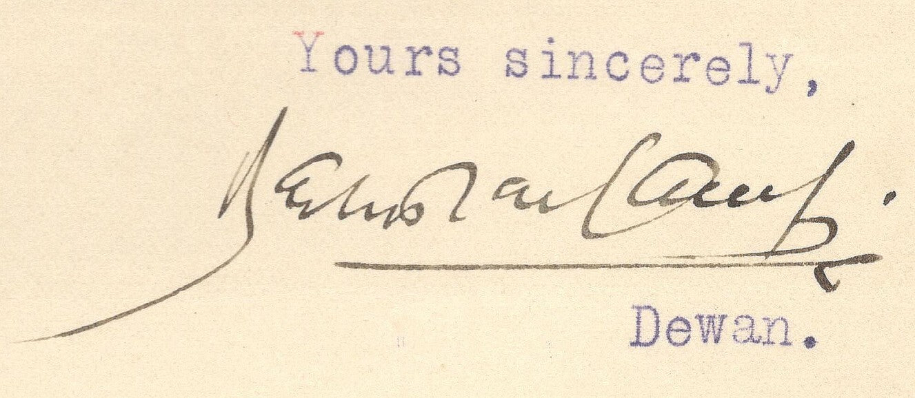 India 1934 multicolour crested letter BIJAWAR STATE signed Dewan