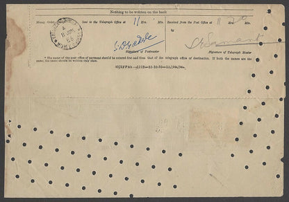 India 1956 telegram with single franking 1956 Buddha 14a