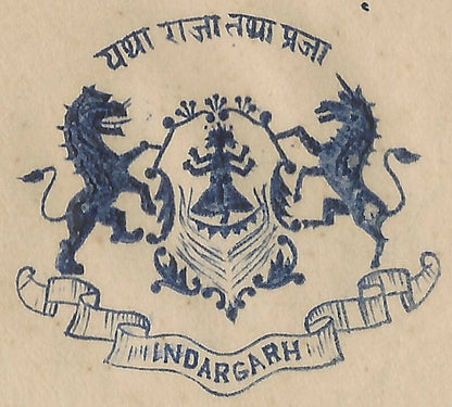 AOPIMT India Coat of Arms crested envelope INDERGARH STATE