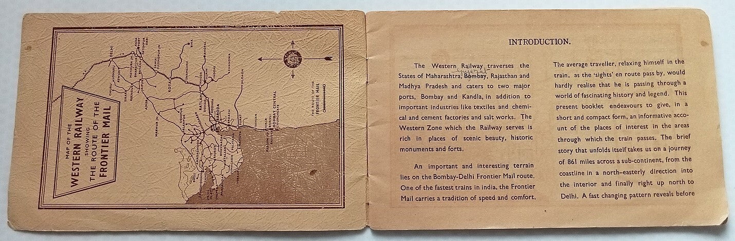 India vintage Traveller's Guide Frontier Mail Bombay to Delhi Western Railway