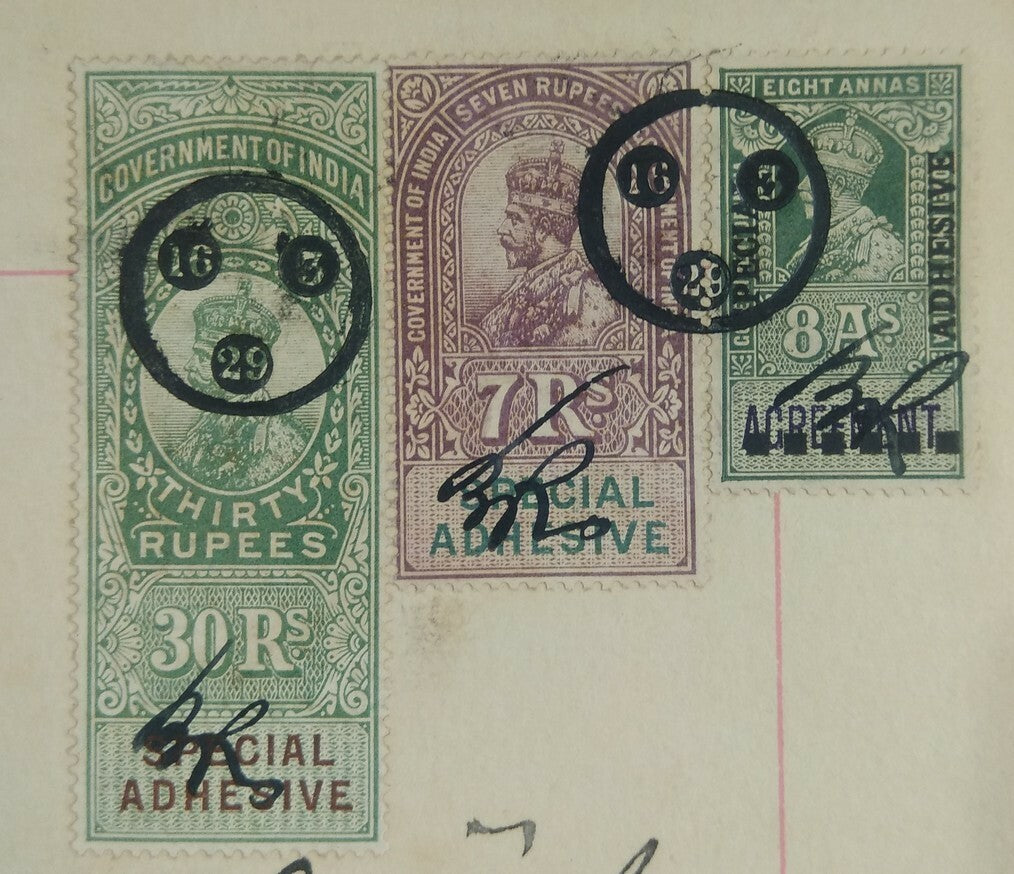 India Jodhpur State – Thikana RIYAN 8a + 1R2a double die stamp paper