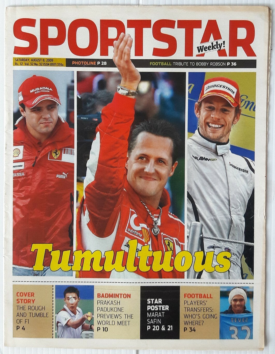 India Sportstar 2006-10 RACING cover issues 10” X 13” (5)