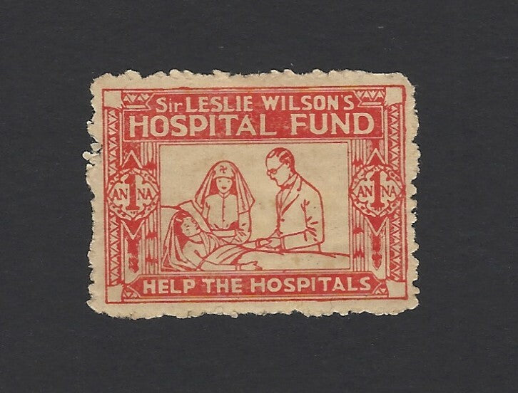 India WW2 1a red LESLIE WILSON HOSPITAL FUND 