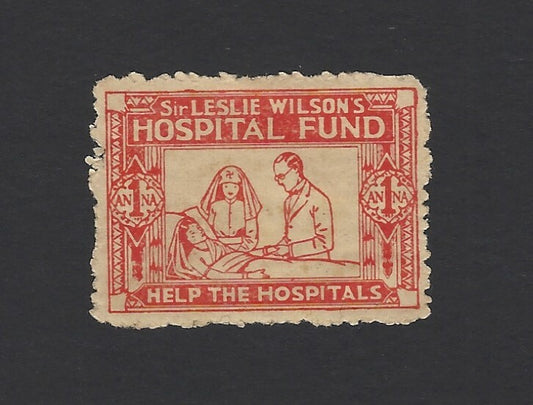 India WW2 1a red LESLIE WILSON HOSPITAL FUND 