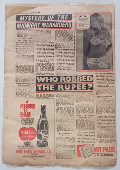 AOP India BLITZ 11 June 1966 RAPE OF THE RUPEE (R )