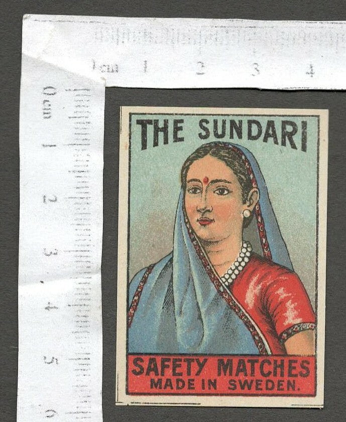 AOP India THE SUNDARI vintage Matchbox label