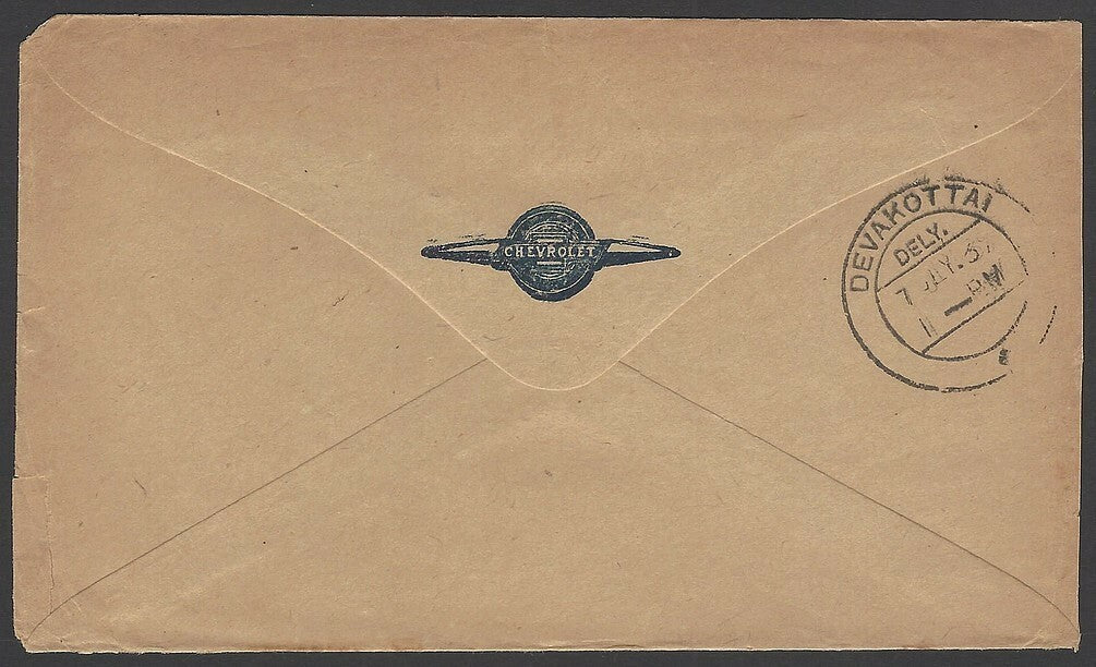 India 1938 Chevrolet advertisement cover