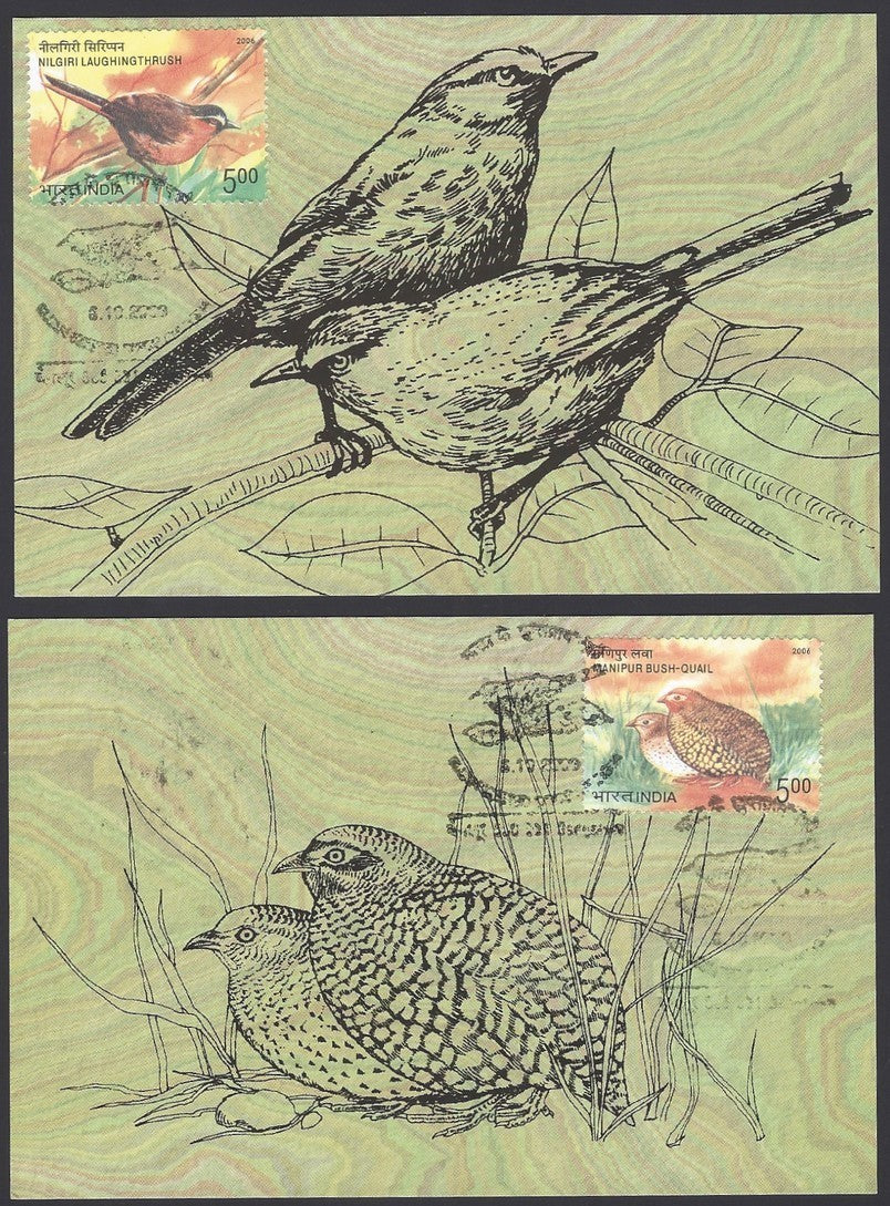 India 2009 Endangered Birds of India maxicards (4) in presentation pack
