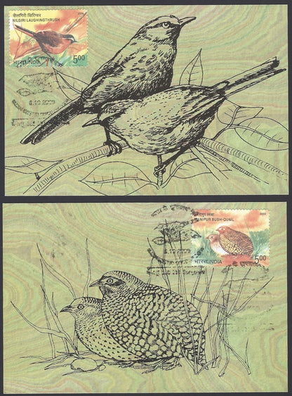 India 2009 Endangered Birds of India maxicards (4) in presentation pack