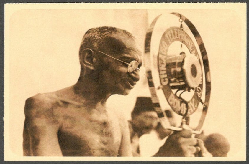 AOP India full back pictorial 50p Gandhi postal card GANDHI