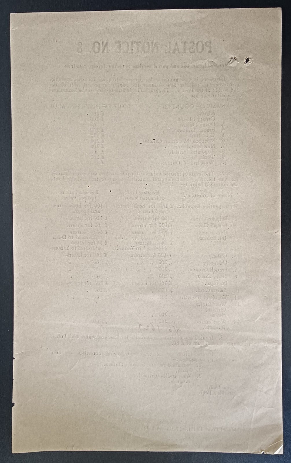 India POSTAL NOTICE No. 8 5th May 1947 Insured Letter Services + CIRCULAR No. 7