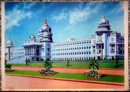 India MAHARAJA MYSORE’S PALACE 13.5” x 19.5” vintage Poster Ӝ