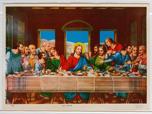 AOP India LAST-SUPPER J. B. Khanna 9.75" x 13.5" vintage Christian's poster