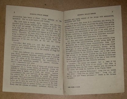 India 1943 WW2 National War Front Propaganda Pamphlet Marshal Stalin Speaks