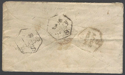 AOPIMT India QV cover with gum  octogonal backstamps AGRA SEEKUR JAIPUR