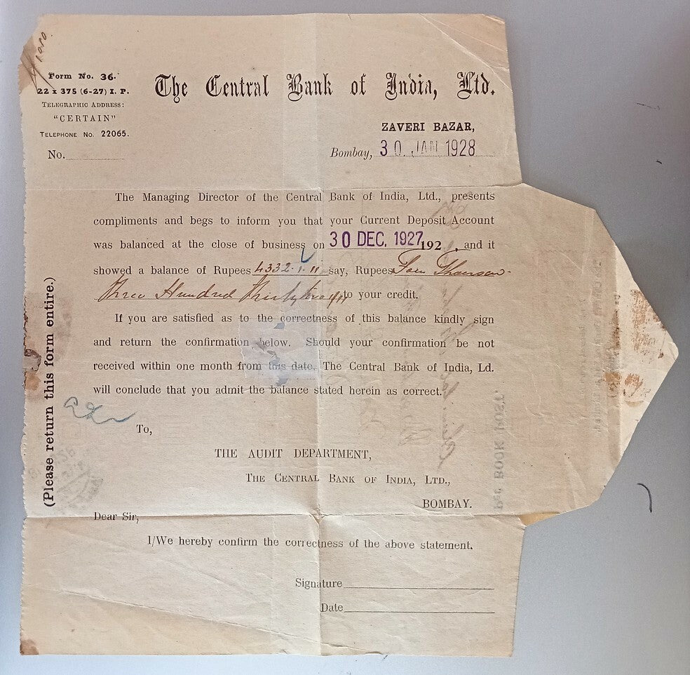 AOPIMT India Bombay 1928 bicolour meter cover