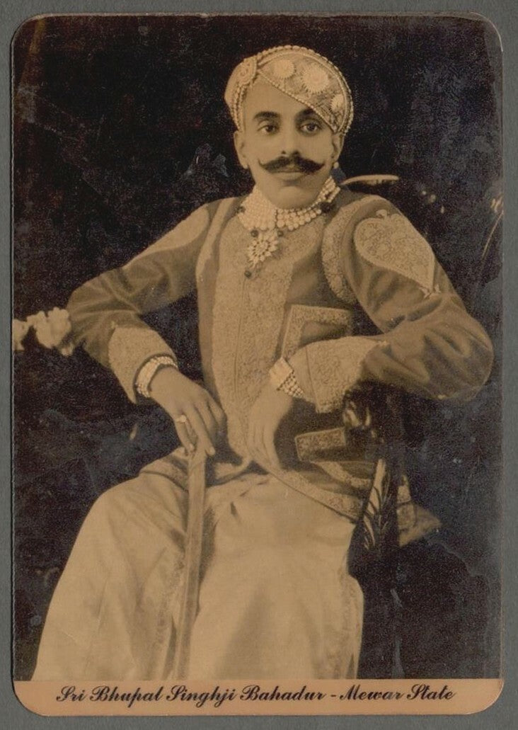 AOP India vintage look replica postcard Maharaja Bhupal Singhji Mewar State