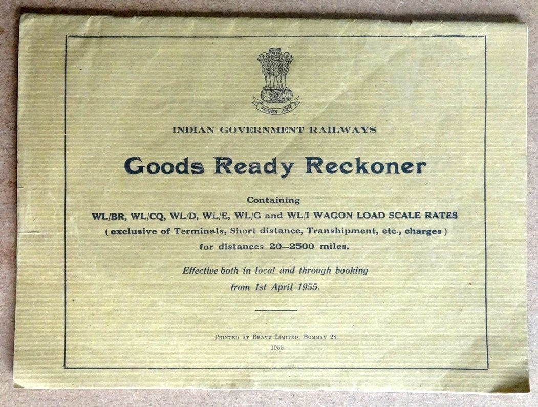 India Railways 1955 Ready reckoner