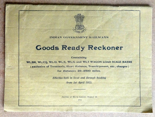 India Railways 1955 Ready reckoner