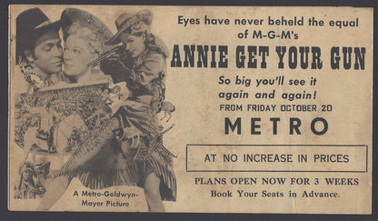 ANNIE GET YOUR GUN 1950 herald for India  Betty Hutton, Howard Keel