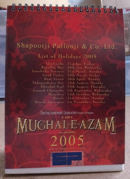 India Bollywood 2005 Mughal-e-Azam Calendar 6.5" x 8"