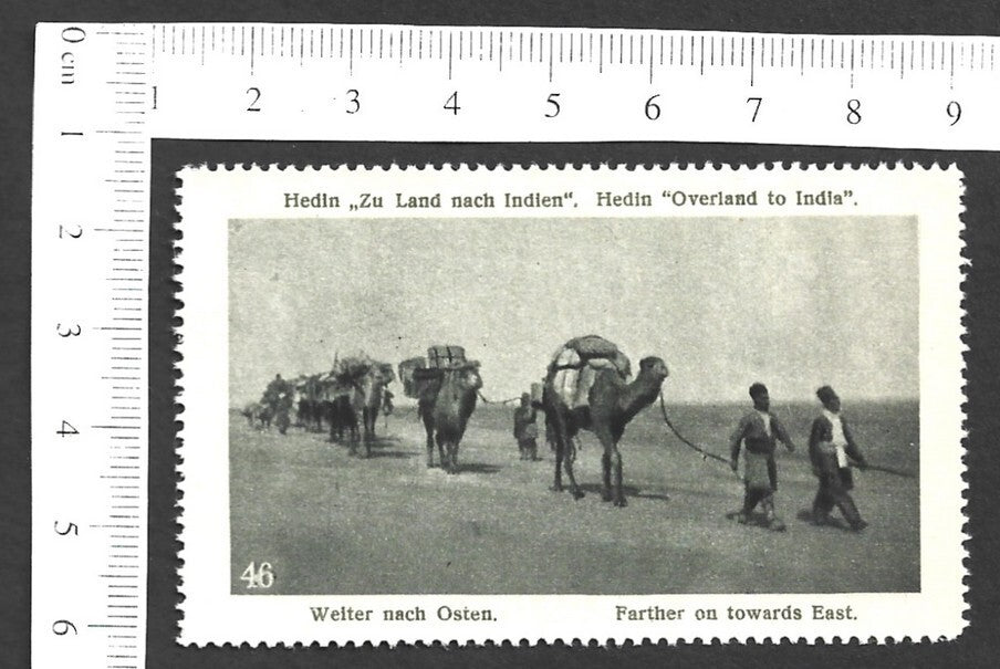 Vintage OVERLAND TO INDIA poster stamp - FARTHER ON TOWARDS EAST zaz