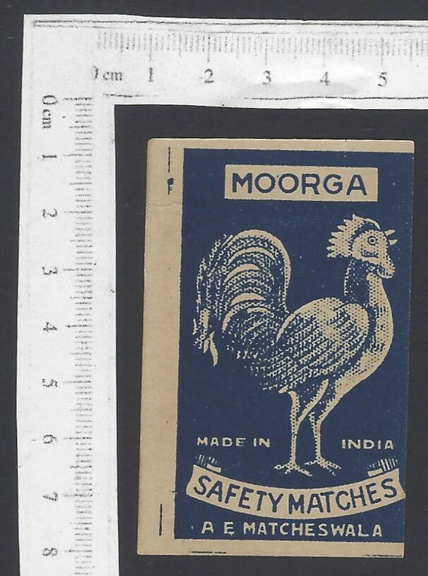 India 1930s-40s matchbox label MOORGA (COCK)
