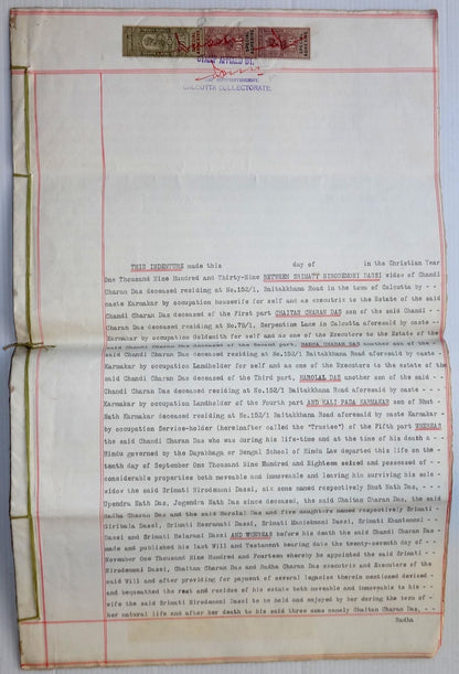 India 1939 Indenture with KGV 30R etc