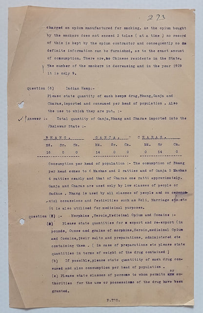 AOP India Official correspondence - OPIUM & OTHER DANGEROUS DRUG 1929-30
