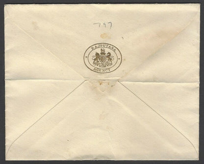 AOP India Jaipur State gold crested Coat of Arms envelope RAJPUTANA AGENCY