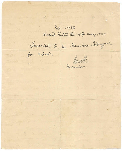 India 1925 letter about a cricket match in Indergarh State - FAULTS