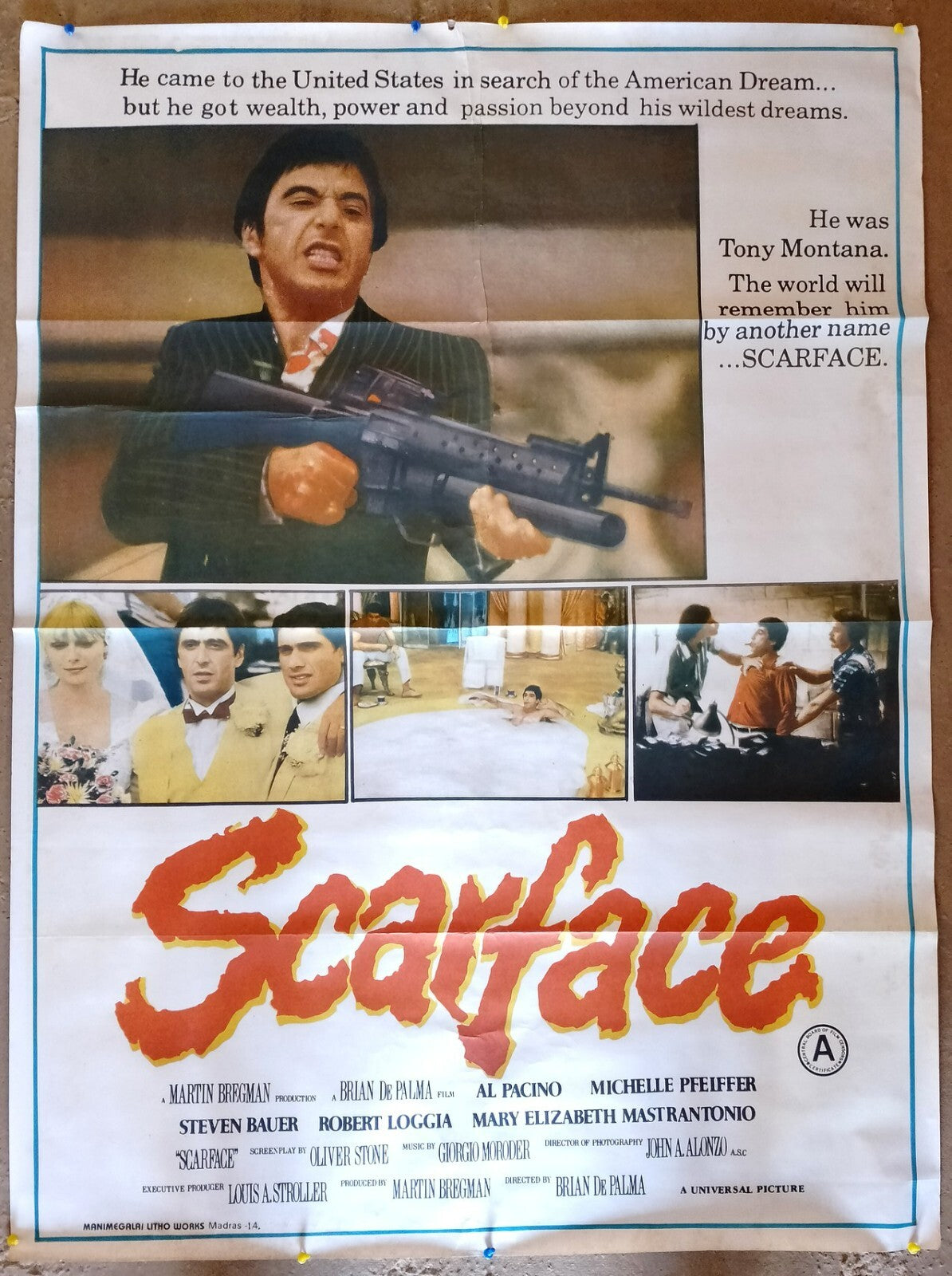 SCARFACE 1983 Al Pacino 1 sh India poster