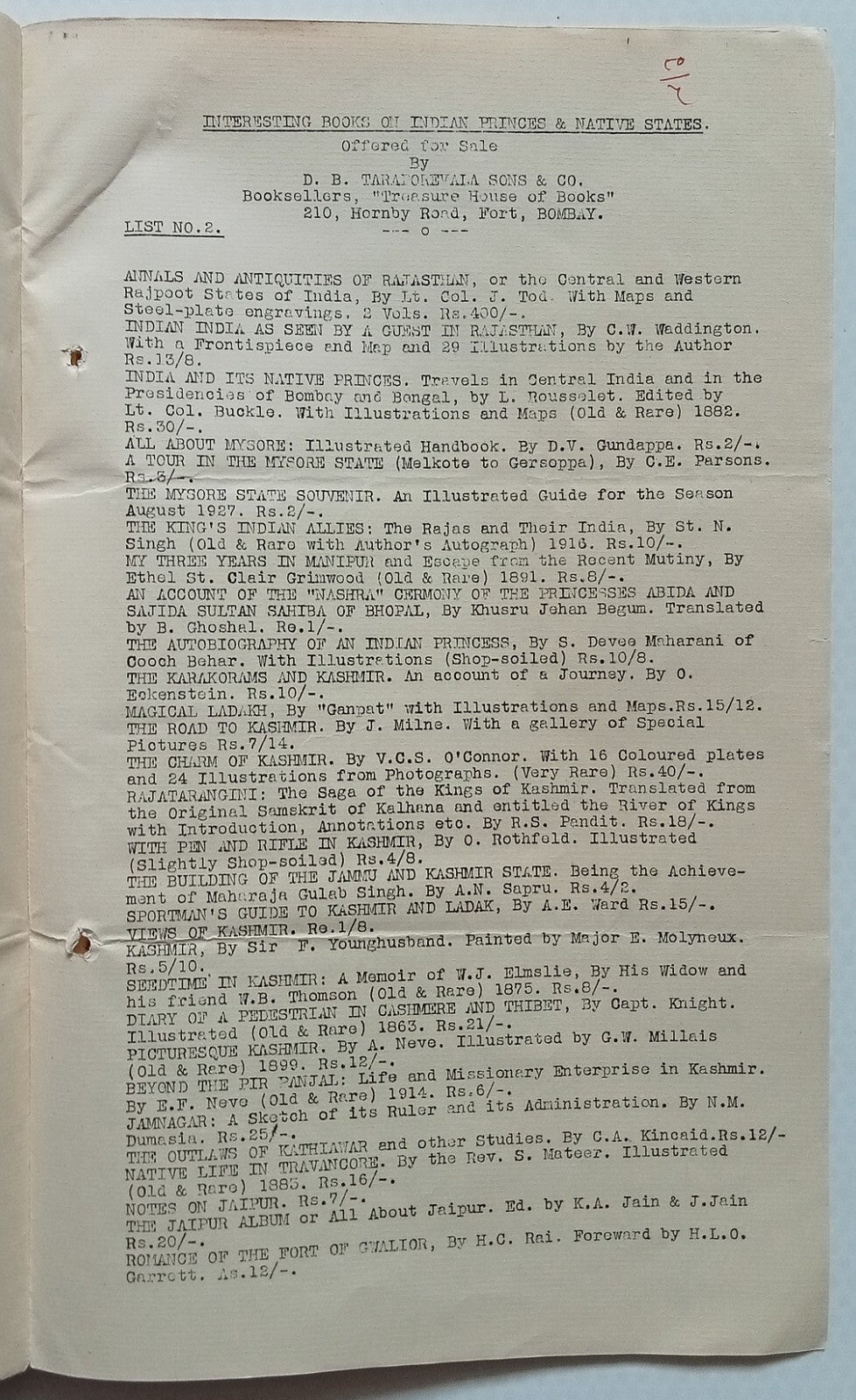 India Taraporewala, Bombay 1938 list of books on Federation, Constitution, etc.