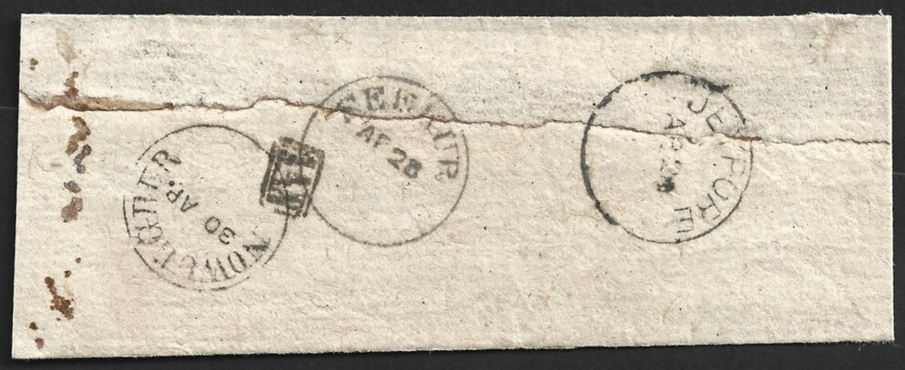 AOP India 1870s stampless cover canc boxed "A.M.", etc.
