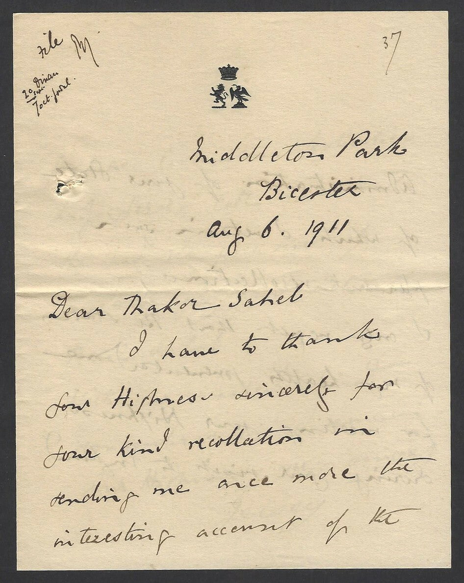India 1911 letter signed Earl of Jersey Governor of South Wales