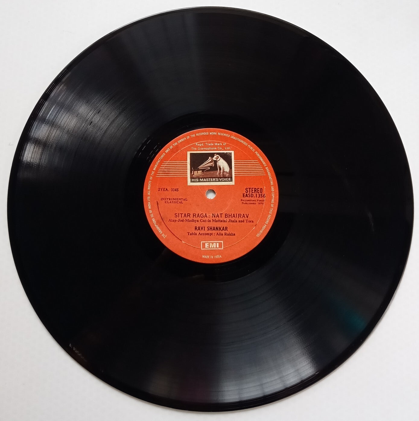 India HMV 33rpm record - Instrumental Classical by Ravi Shankar - Sitar Raga