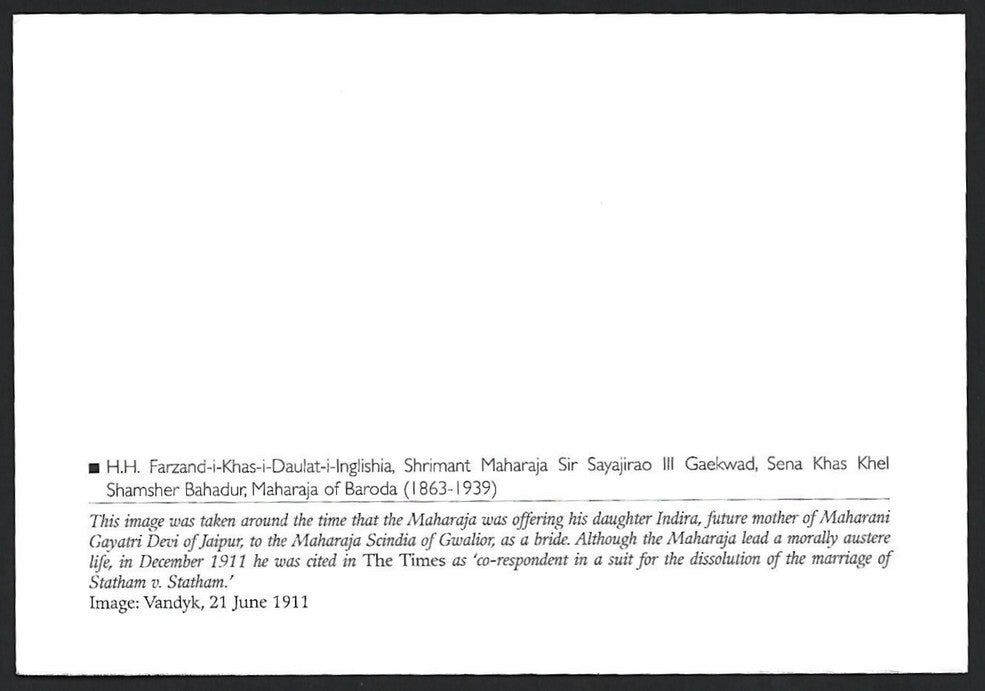 India 2010 Princely States maxi card Sayajirao III Gaekwad Maharaja of Baroda