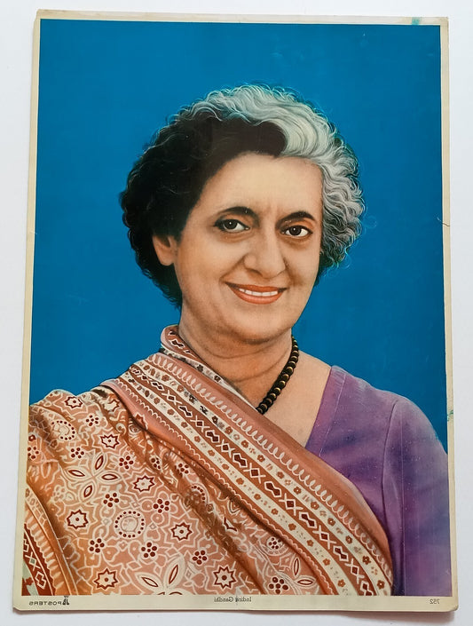 India vintage large poster INDIRA GANDHI14"x19" inches R