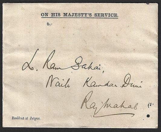 India 1915 Resident of Jaipur signed crested letter & envelope