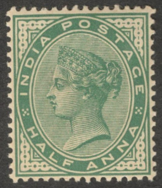 (AOP) India QV 1882 1a blue green MNH. SG 85 £10